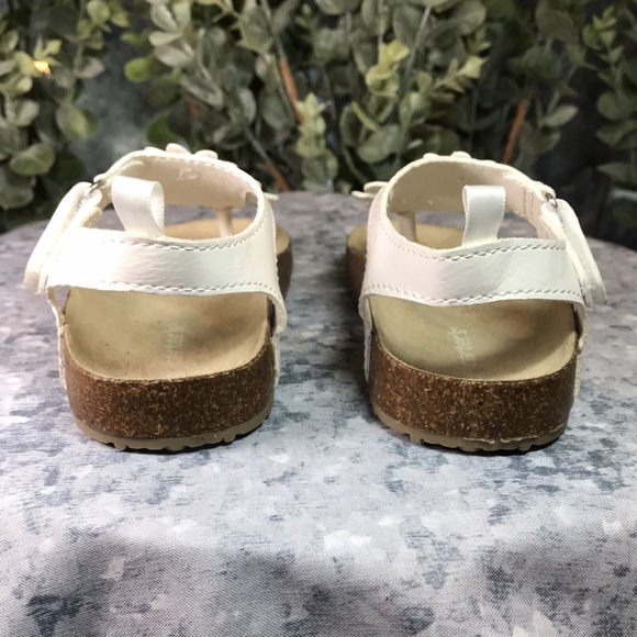 Carter’s Little Girls Size 8 White Flower Thong Style Sandals w/Backstraps ✨NEW✨ - Picture 5 of 9